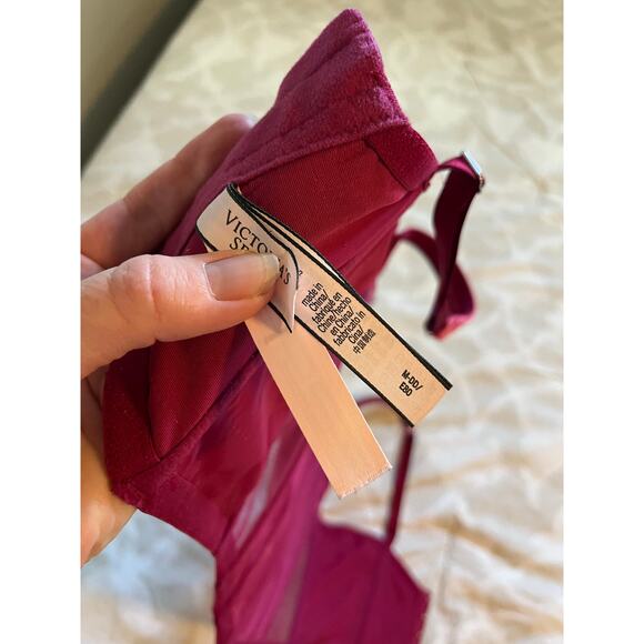 Victoria’s Secret‎ Dream Angels Unlined Lace-Up Corset M DD pink velvet - Picture 4 of 7